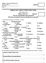 Đề khảo sát chất lượng đầu năm môn Tiếng Anh Lớp 7 - Năm học 2010-2011 - Phòng GD và ĐT Thanh Oai (Có đáp án)